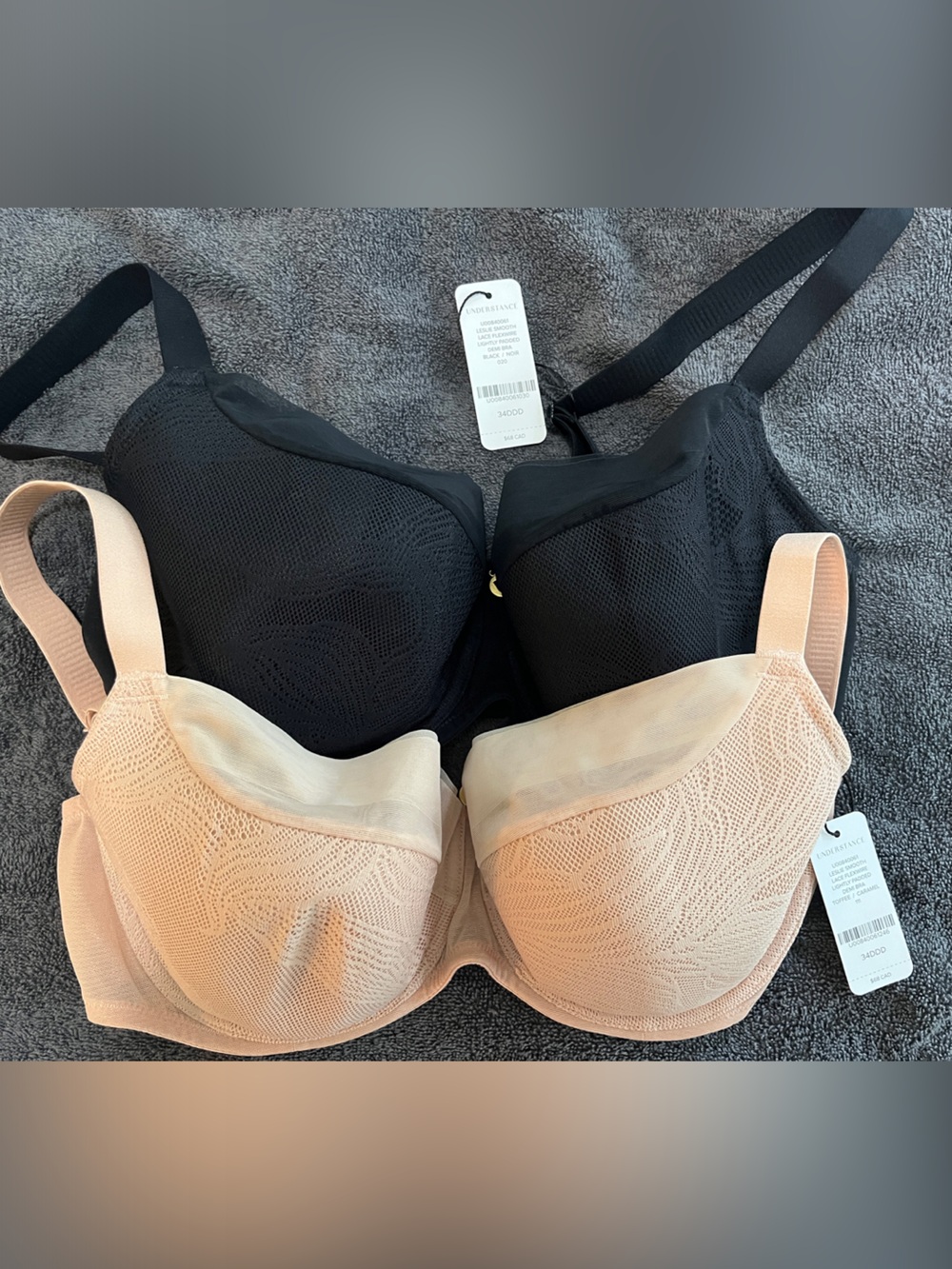 Leslie smooth lace lightly padded Demi bras Mesh T-Shirt Bra - 34DDD NWT